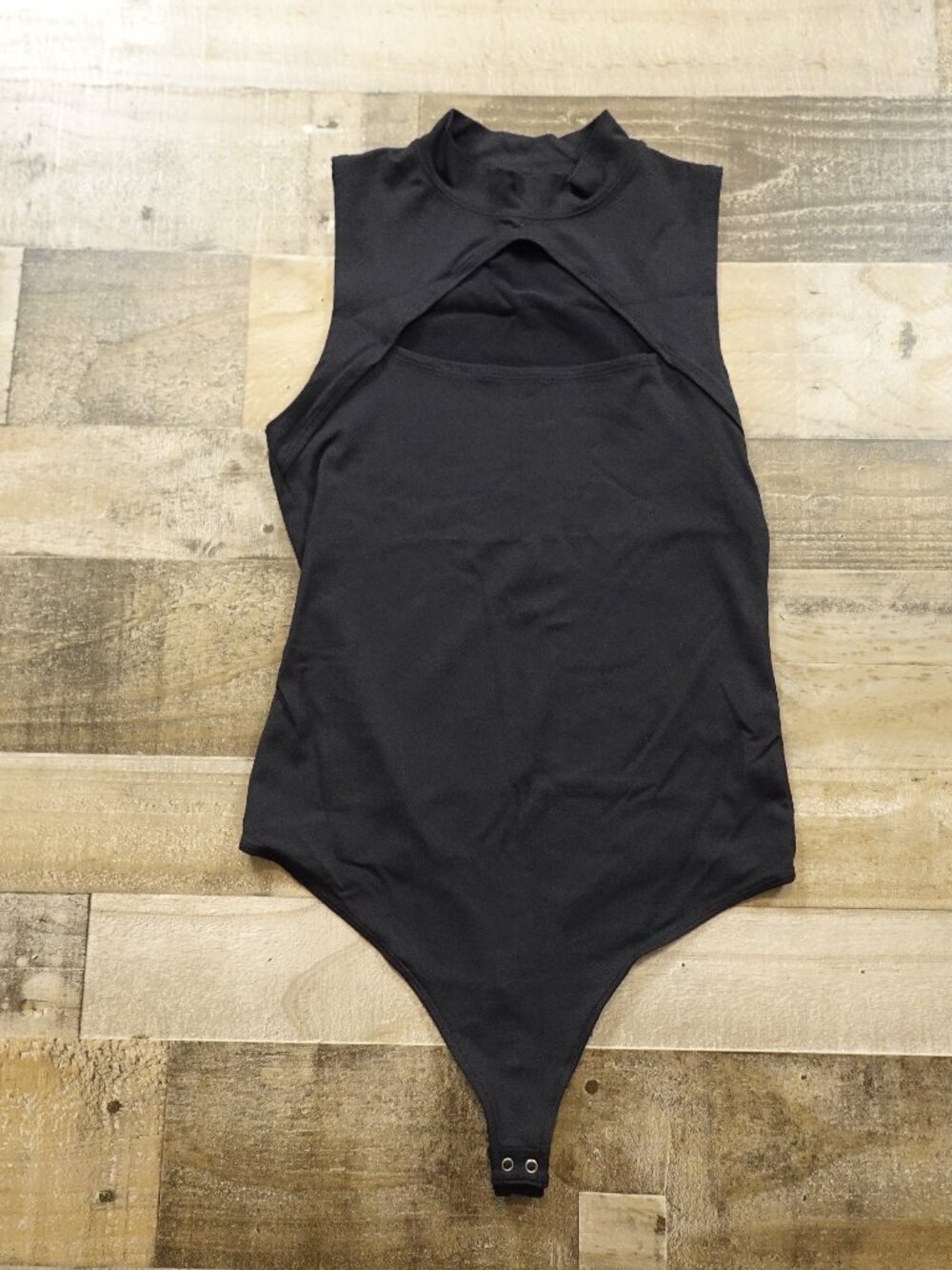 Abercrombie & Fitch Cutout Bodysuit Women's Medium Black Mock Neck Sleeveless